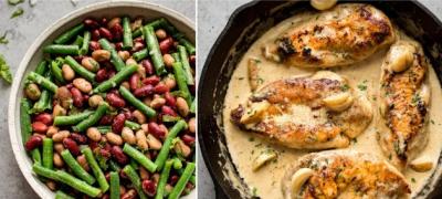 Zdravi ručak: Kremasta piletina sa belim lukom i šarena salata sa tri vrste mahunarki